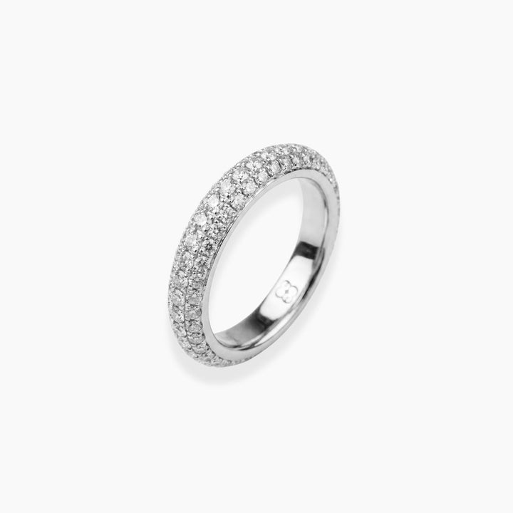 Alianza de boda de 3 mm en oro blanco 18k con diamantes naturales de By Elena Carrera
