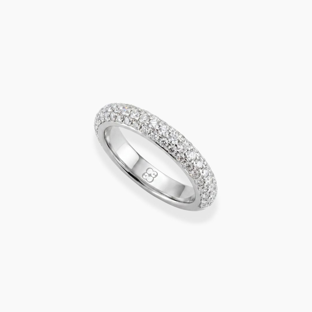 Alianza de boda de 3 mm en oro blanco 18k con diamantes naturales de By Elena Carrera