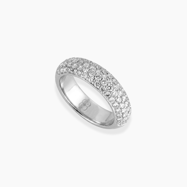 Alianza de boda en oro blanco 18k con diamantes naturales de 6 mm de By Elena Carrera
