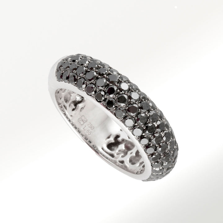 Alianza Texturas 6mm Oro Blanco Diamantes Negros