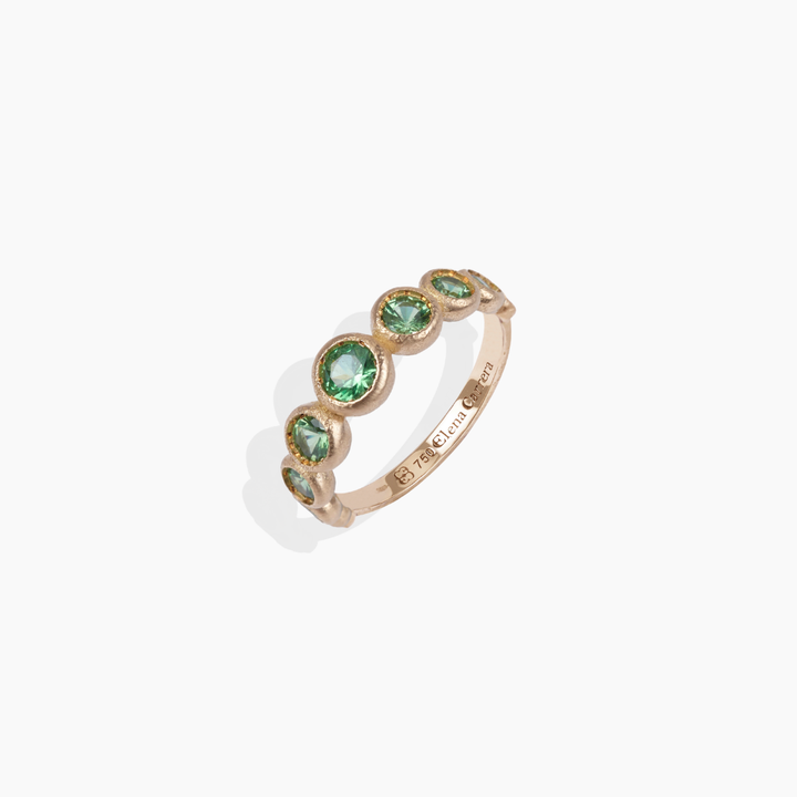 Anillo 9 Bubbles de oro amarillo 18k con tsavoritas naturales By Elena Carrera