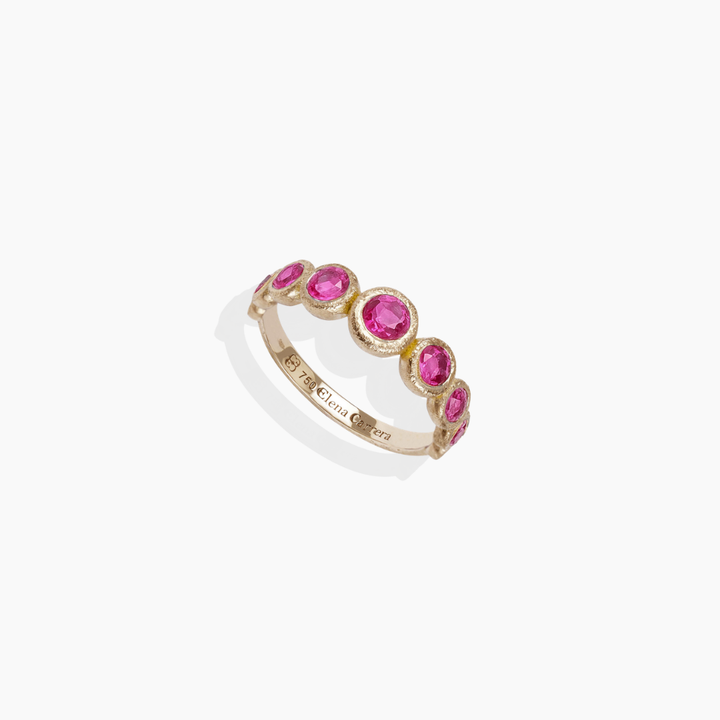Anillo 9 Bubbles de oro amarillo 18k con zafiros rosas | By Elena Carrera