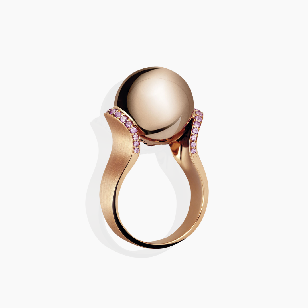 Anillo Origen en oro rosa 18k con zafiros rosas a beneficio de la AECC de By Elena Carrera