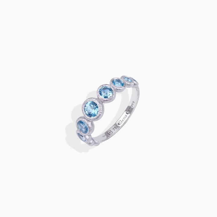 Anillo 9 Bubbles de oro blanco 18k con topacios azules | By Elena Carrera