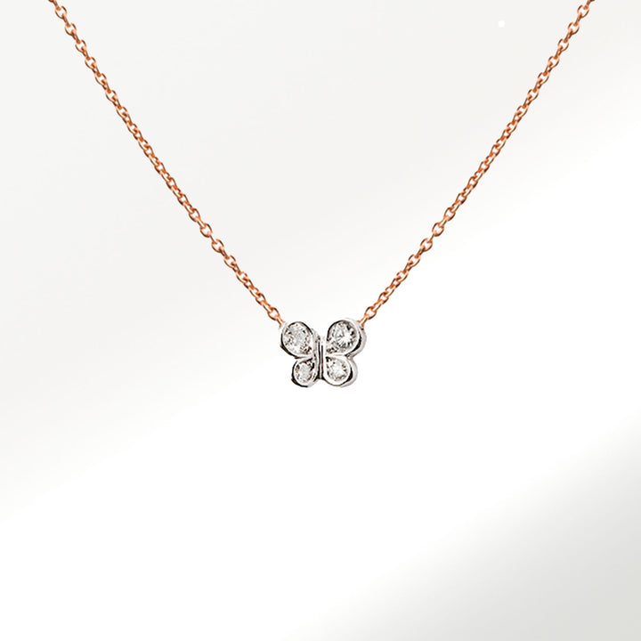 Collar mariposa mini de oro blanco de 18 quilates y diamantes by elena carrera