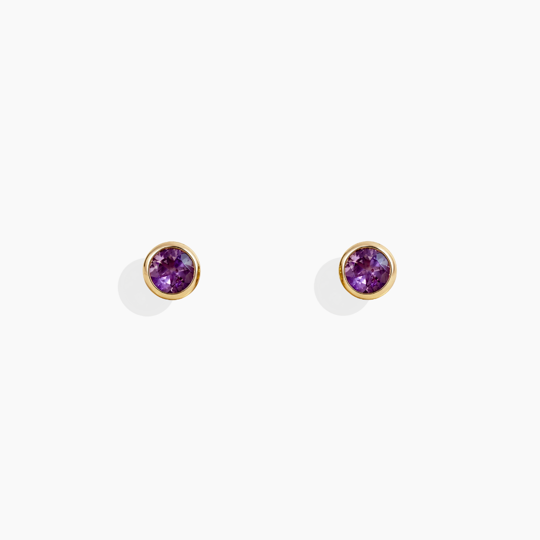 Pendientes realizados con amatista y oro amarillo 18k de By Elena Carrera