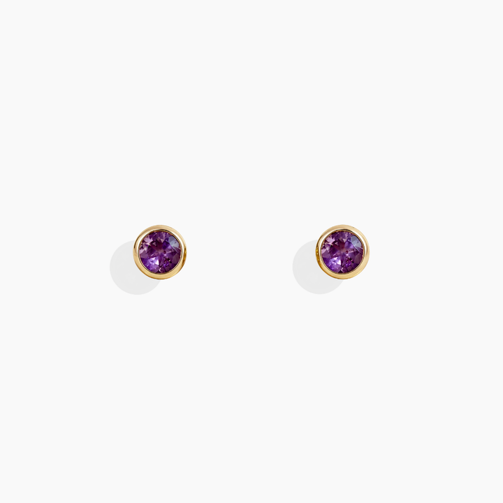 Pendientes realizados con amatista y oro amarillo 18k de By Elena Carrera