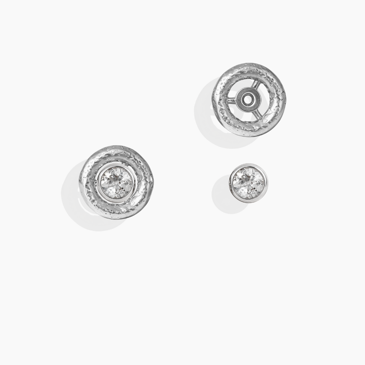 Pendientes diamantes naturales y oro blanco 18k con accesorio de oro blanco 18k de By Elena Carrera