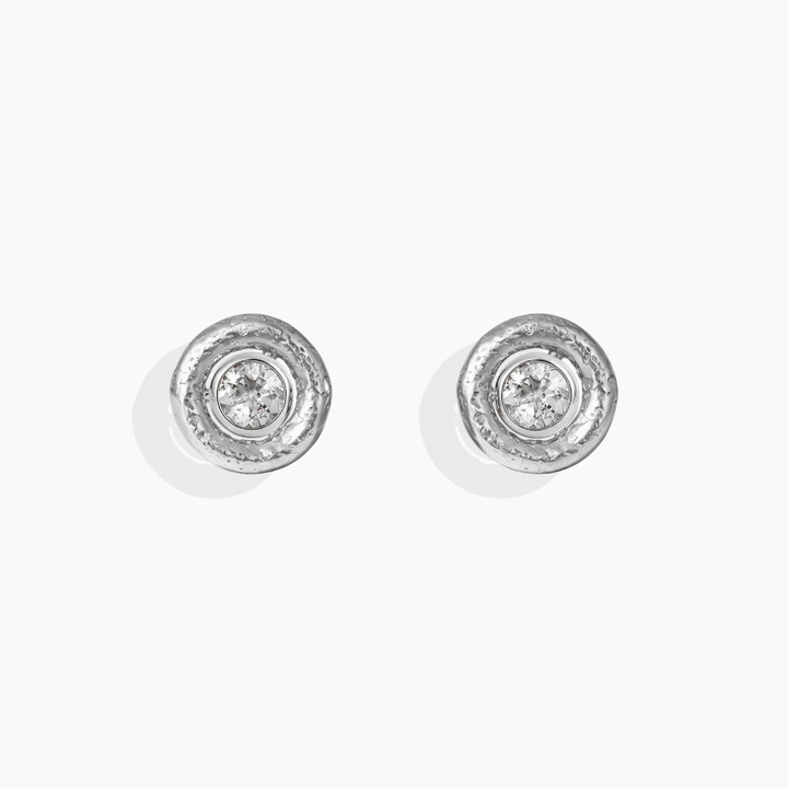 Pendientes diamantes naturales y oro blanco 18k con accesorio de oro blanco 18k de By Elena Carrera