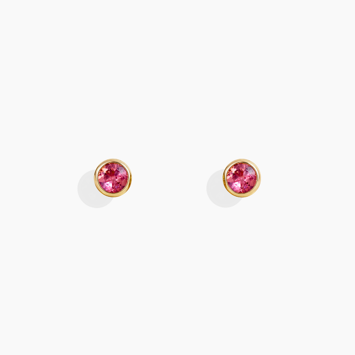 Pendientes de turmalina rosa y oro amarillo 18k de By Elena Carrera