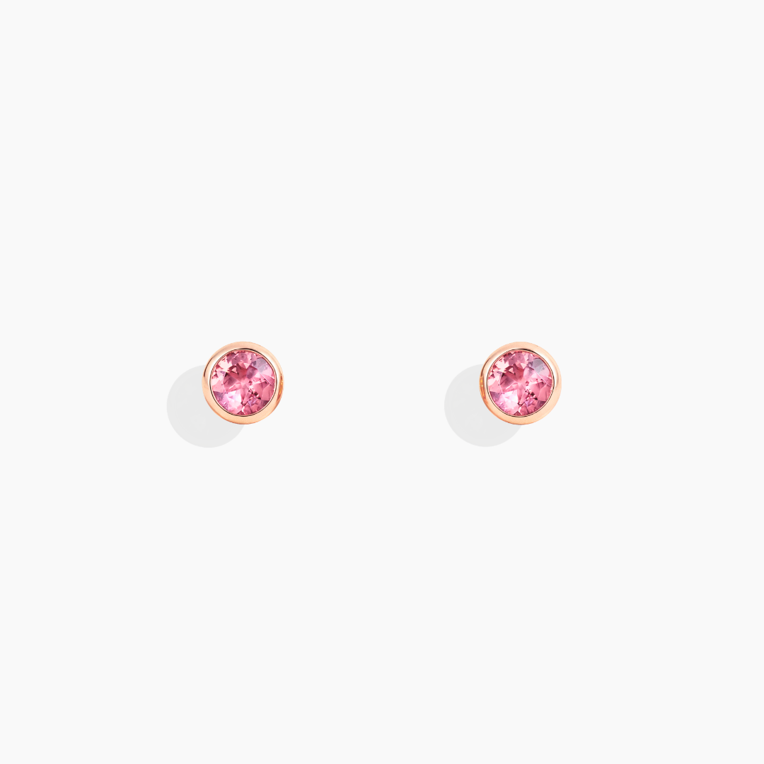 Pendientes de zafiro rosa y oro rosa 18k de By Elena Carrera