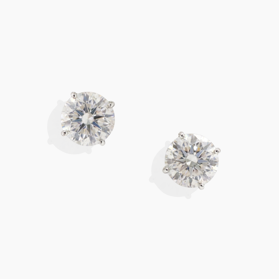 Pendientes Diamante de Laboratorio Oro Blanco 18k — Solitario 8 mm