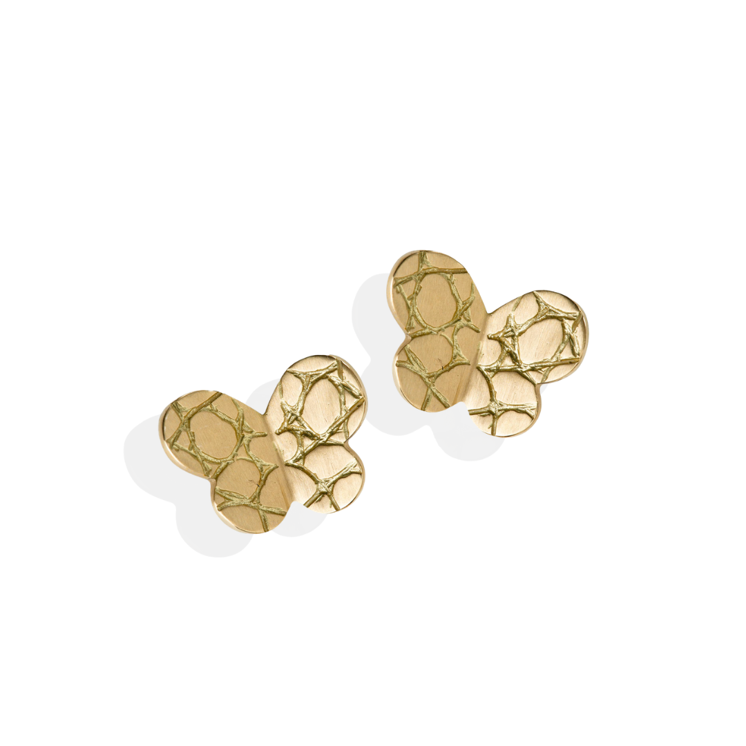 Pendientes Mariposa Grandes de By Elena Carrera en oro amarillo 18k con acabado textura coco