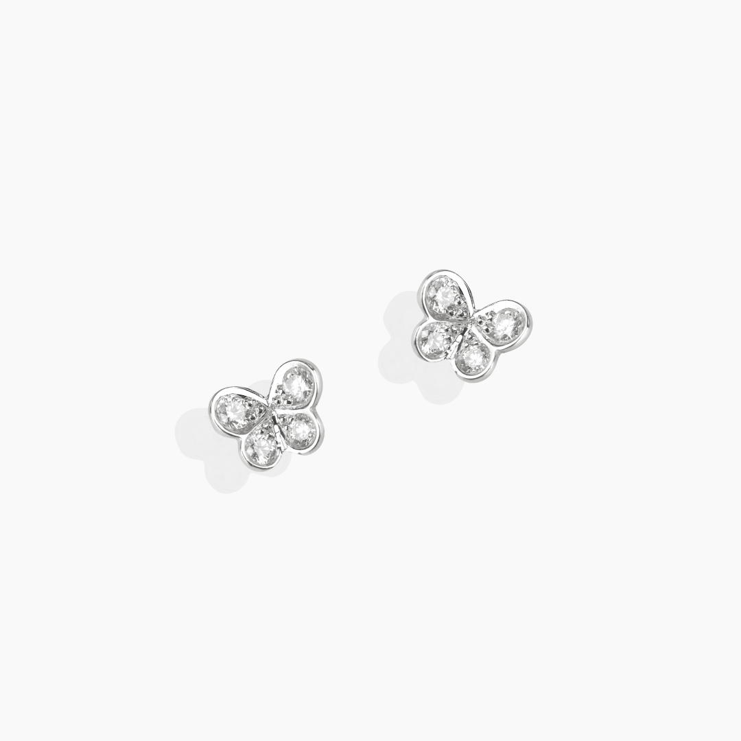 Pendientes Mariposa Mini de oro blanco de 18 quilates con diamantes blancos talla brillante de Elena Carrera