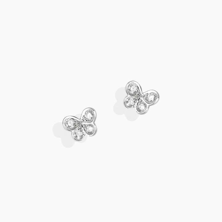 Pendientes Mariposa Mini de oro blanco de 18 quilates con diamantes blancos talla brillante de Elena Carrera